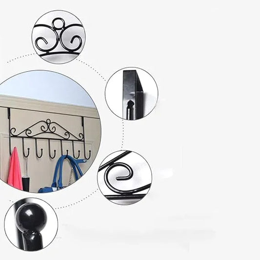Vintage Iron Door Hanger with 7 Hooks | Multipurpose Door Wardrobe Hooks