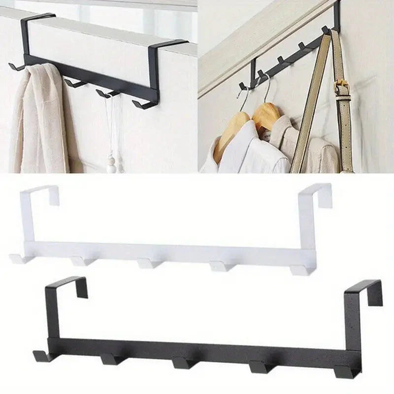 Over-the-Door Towel & Clothes Hanger with 5 Hooks – Heavy-Duty Iron Door Hook Rack Homedecoro