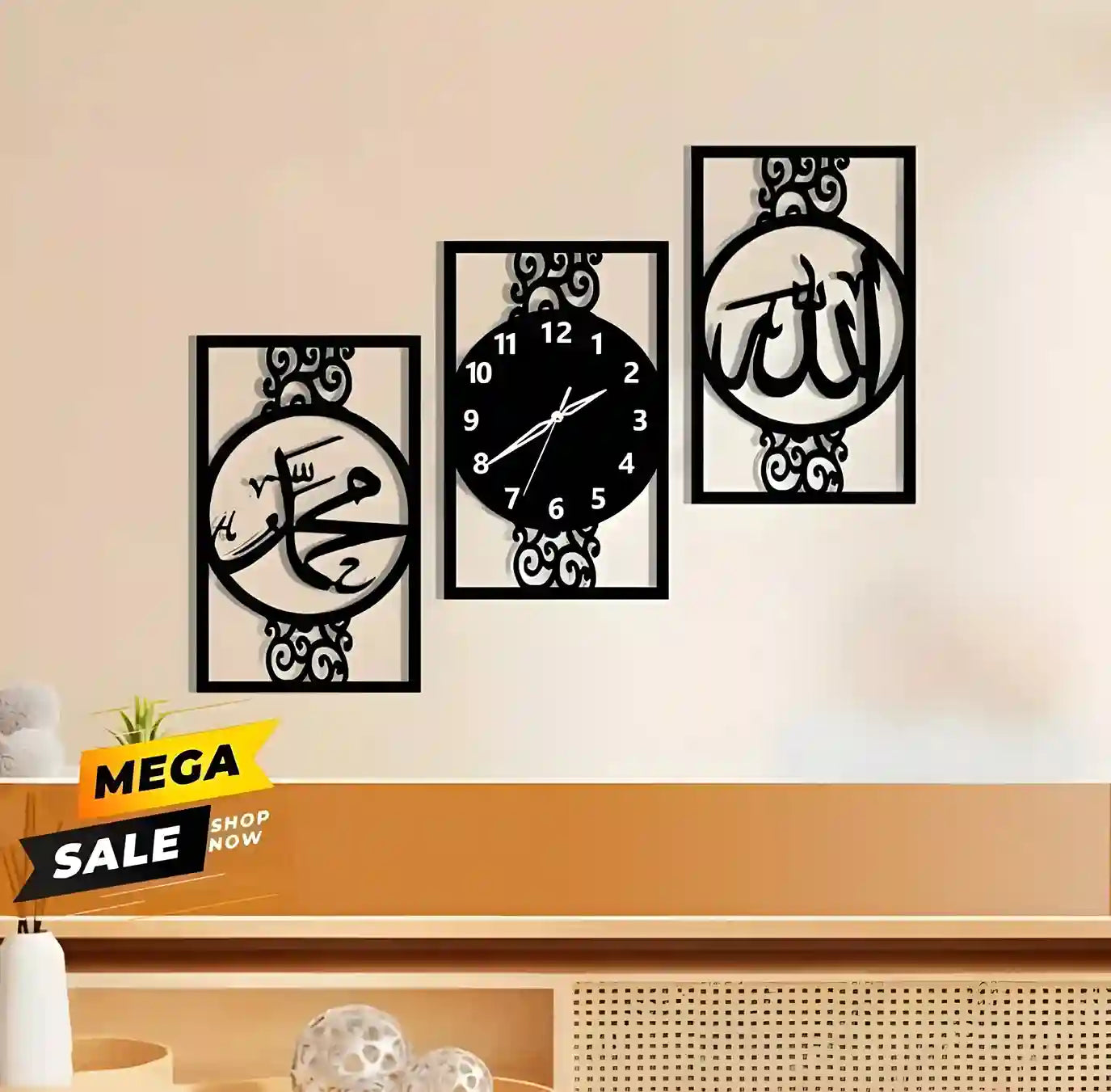 3D Wooden Wall Clock – AM Frame Shape DIY Design Gifts Creator