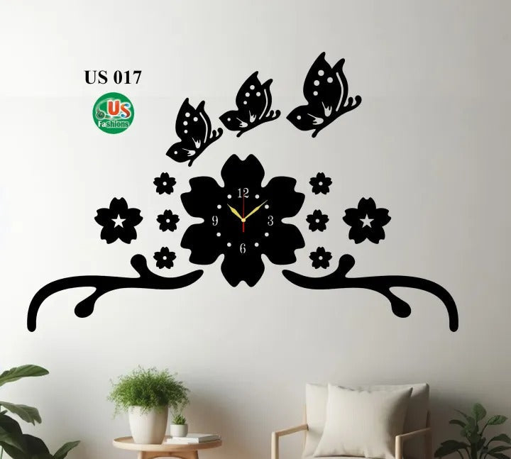 Butterfly Flower Wooden Wall Clock | C17 Gifts Creator