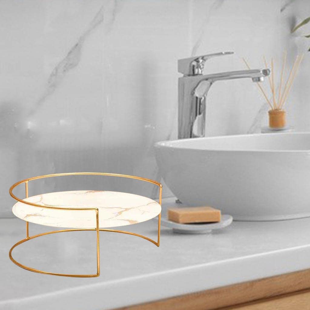 Stylish Round Cosmetic Shelf Organizer – Single-Layer Metal & Acrylic Makeup Rack Homedecoro