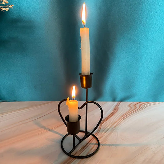 Candlestick Metal Heart Shaped Candle Holder Stand Decor