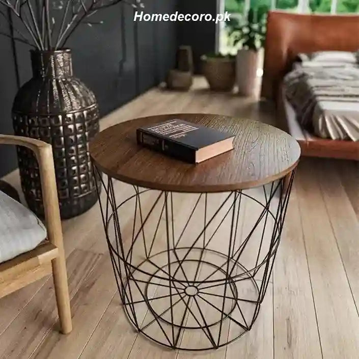  Bedside Table with Storage Basket