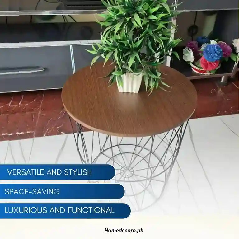  Bedside Table with Storage Basket