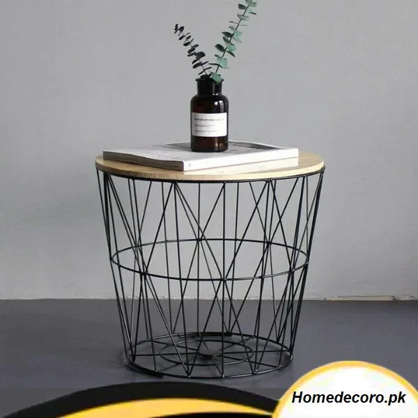  Bedside Table with Storage Basket