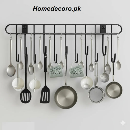 Kitchen Utensil Rack – 12 Hook Wall-Mounted Organizer