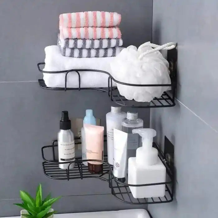 Metal Wall-Mounted Corner Shelf for Bathroom & Kitchen