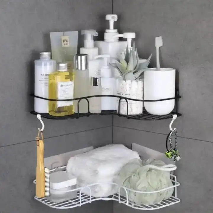 Metal Wall-Mounted Corner Shelf for Bathroom & Kitchen