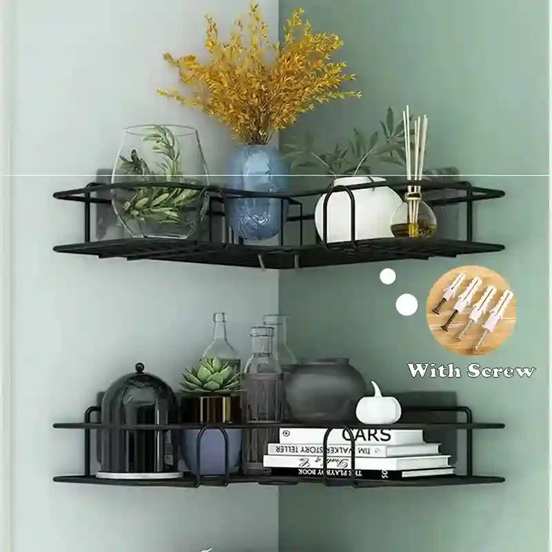 Metal Wall-Mounted Corner Shelf for Bathroom & Kitchen