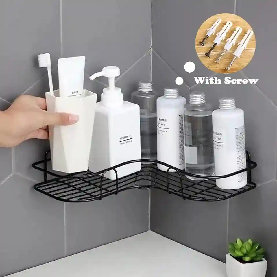 Metal Wall-Mounted Corner Shelf for Bathroom & Kitchen