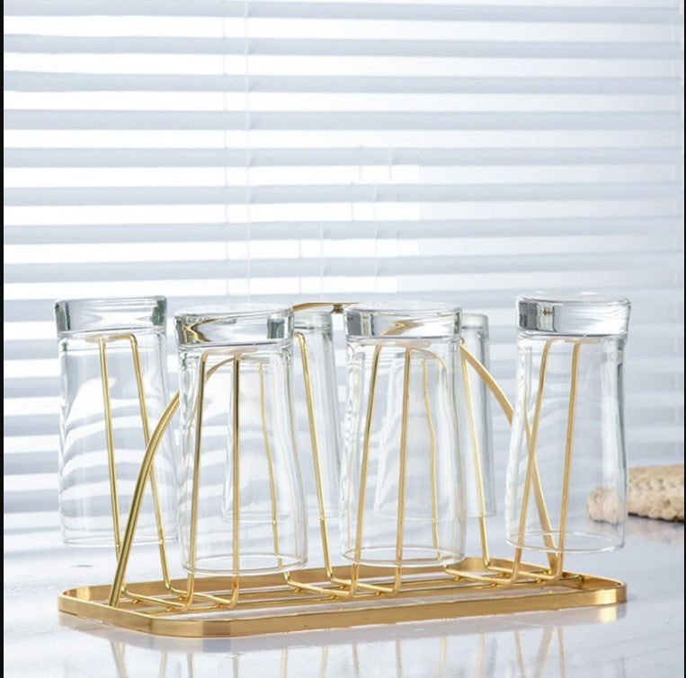 Mug Holder Stand 6 Cup Hooks Iron Glass Dinner Homedecoro