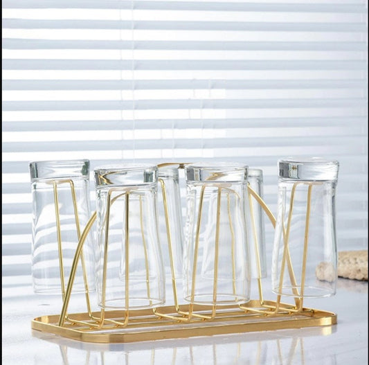 Mug Holder Stand 6 Cup Hooks Iron Glass Dinner Homedecoro