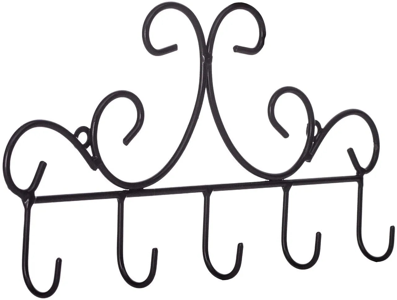 Wall Mounted Metal Hooks / Hangers – Decorative Organizer Rack with 6 Hooks