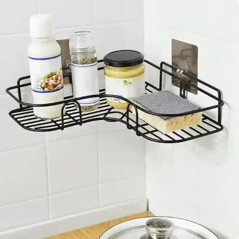 Multipurpose 3-in-1 Metal Organizer Set with Corner Shelf & Door Hooks