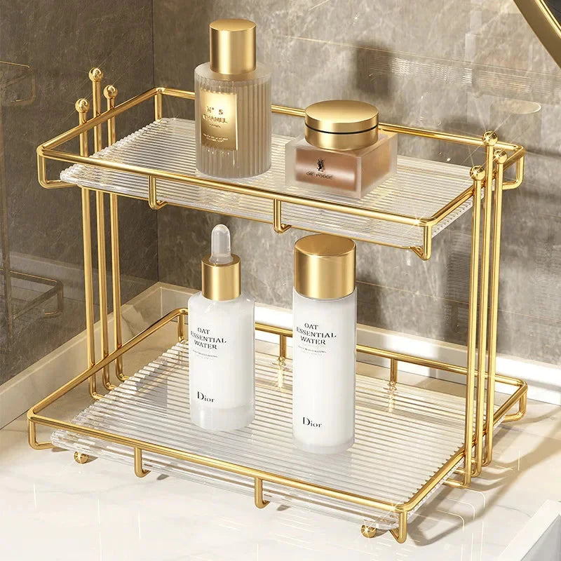 Double-Layer Acrylic Cosmetic Storage Shelf – 2-Tier Vanity Organizer Homedecoro