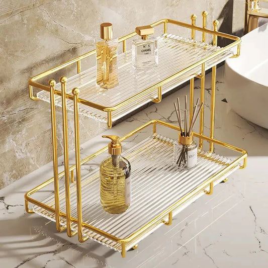 Double-Layer Acrylic Cosmetic Storage Shelf – 2-Tier Vanity Organizer Homedecoro