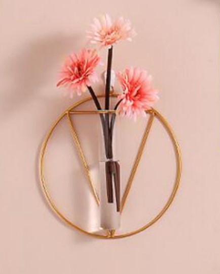 1pc Wall-mounted Glass Vase Home Decore Wall Decoration Iron Hanging Flower Vases Hydroponic Plants Container D4DECORATOR