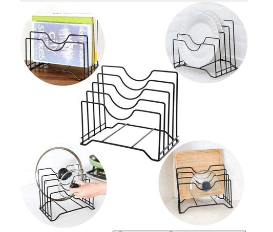 Kitchen Shelf Pan Rack Cutting Board Holder Storage Pot Lid Organizer Stand Tapa Cover Stand Stainless Steel Dish Kitchen Rack D4DECORATOR