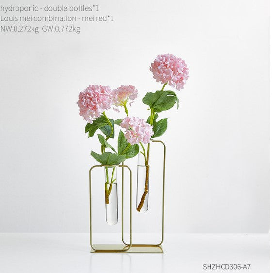 Nordic Hydroponic Glass Vase – Modern Home Decoration Accessory with Gold Metal Stand Homedecoro