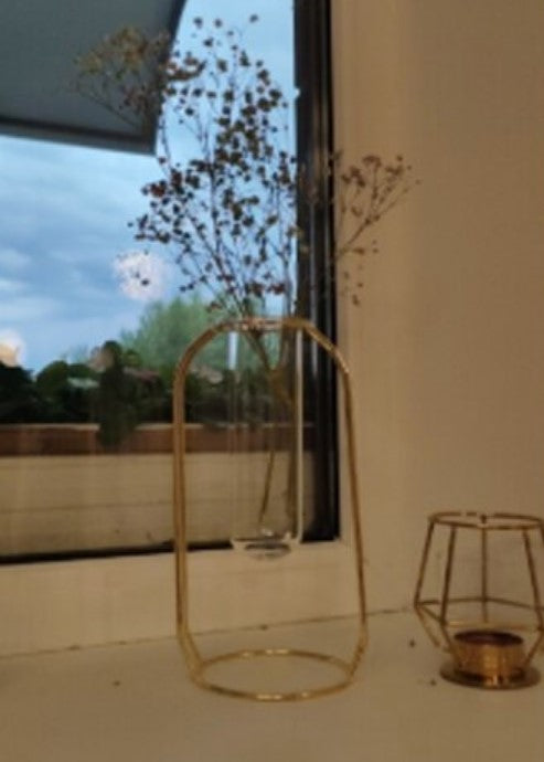 Creative Metal Vase with Glass Tube – Modern Plant Holder for Home Decor Homedecoro