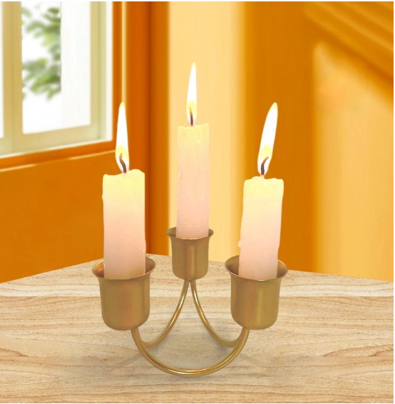 Candle Holder 3 Arm Metal Candlestick Holder for Table Centerpieces Homedecoro