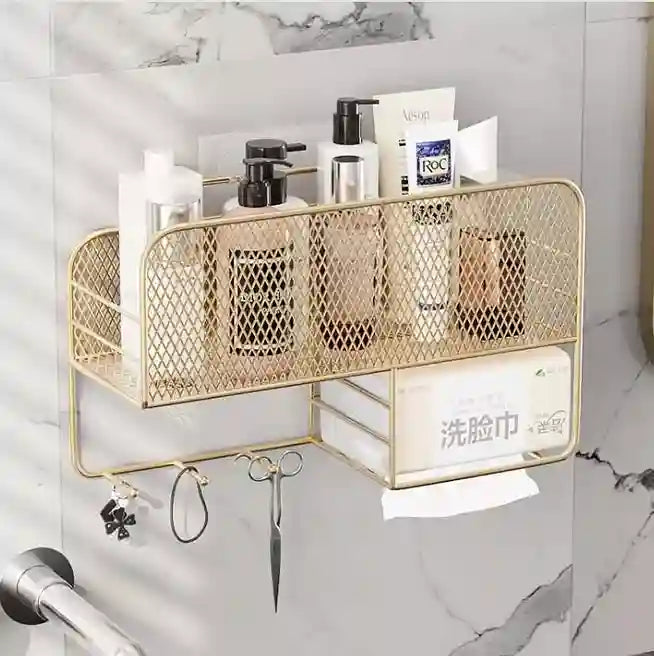 Wall-Mounted Metal Spice Rack with Paper Towel Holder