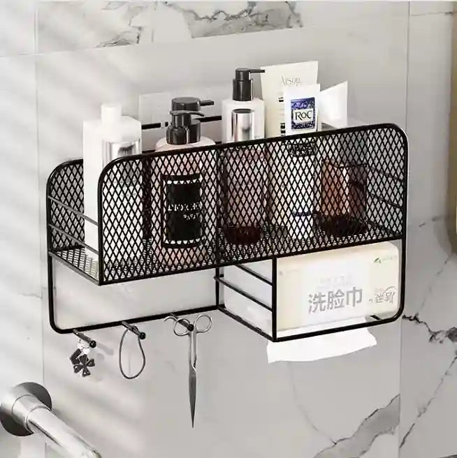 Wall-Mounted Metal Spice Rack with Paper Towel Holder