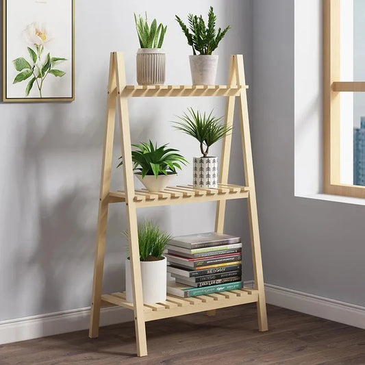 Wooden Plant Stand Foldable Flower Pot Display Shelf Rack Homedecoro