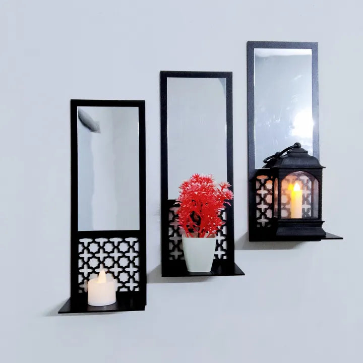 Wooden Wall Shelf with Acrylic Mirror | Modern Wall Hanging & Decorative Home Art Gifts Creator